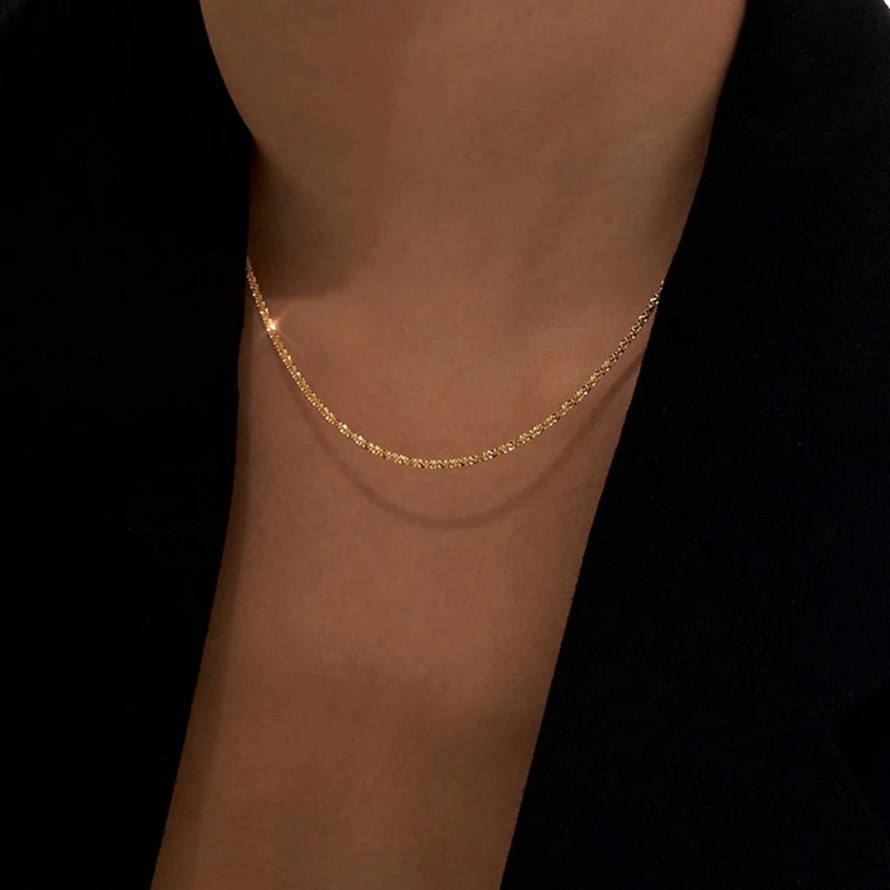 NEW 18k Yellow Gold || 925 Sterling Silver || Hollow Glitter Rope Chain Necklace - Picture 8 of 13